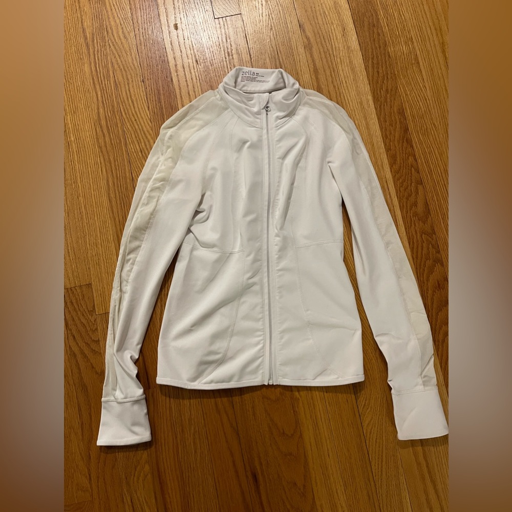 Zella White athletic zip up jacket, size XS